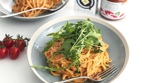 Kremaktig vegansk carbonara med tofu - Kinsarvik Naturkost