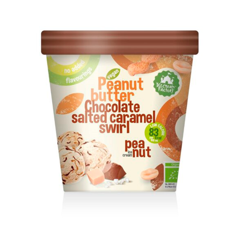 Peanøtt-is med karamell- og sjokoladesaus 500ml