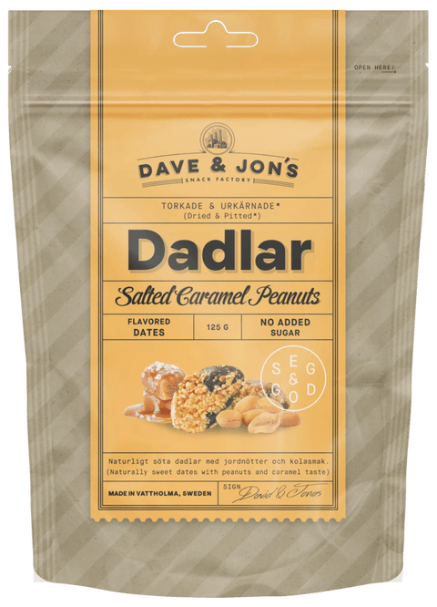 Dave & Jon`s salted caramel peanut dadler 125 gr - Kinsarvik NaturkostTørket frukt & bærDave & jon`sR7350054795630#helsekost#