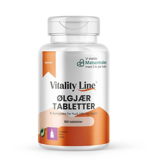 Vitality Line Ølgjærtabletter 280 mg 180 tabletter - Kinsarvik NaturkostVitamin BVitality line7090017084967#helsekost#
