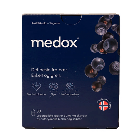 Medox antocyanrike blåbær og solbær 30 kaps