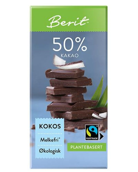 Berit kokos sjokolade 50% 80 g
