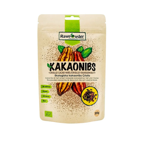 RAWPOWDER KAKAO NIBS CRIOLLO ØKOLOGISK 300 GR