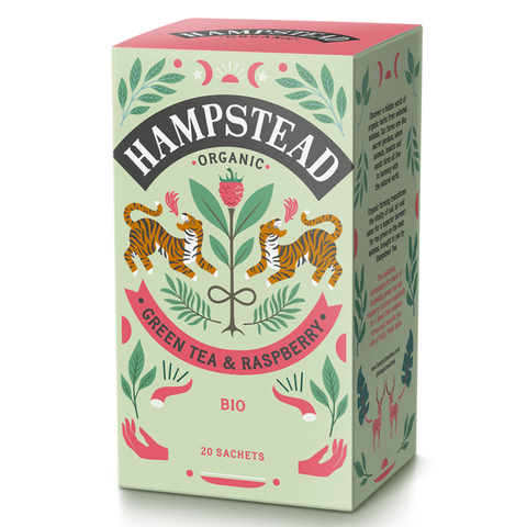 Hampstead Tea økologisk grønn te med bringebær 20 poser