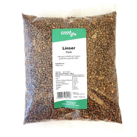 Goodlife røde hele linser 1 kg