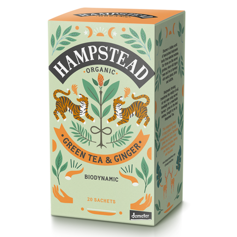 Hampstead Tea økologisk green tea ginger tea 20 poser
