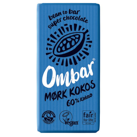 Ombar økologisk probiotisk mørk sjokolade med kokosnøtt 35 g
