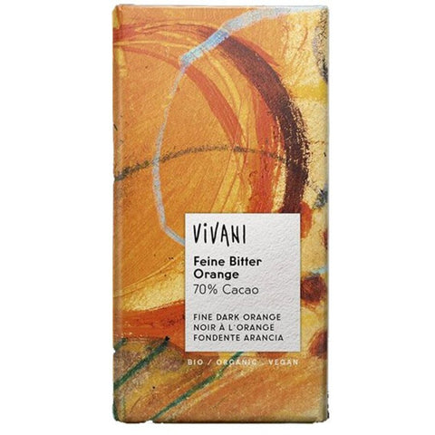 Vivani sjokolade m/appelsin 70 % kakao 100 gr