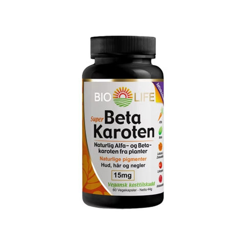 Bio Life Betakaroten 60 kapsler - Kinsarvik NaturkostBetakarotenBio life5060319000554#helsekost#
