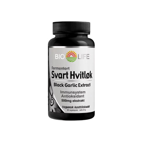 Bio Life Fermentert Svart Hvitløk 60 kapsler - Kinsarvik NaturkostHvitløkBio life5060319001025#helsekost#