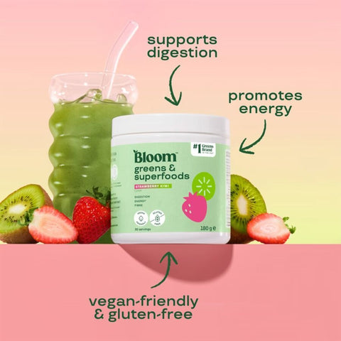 Bloom greens & superfoods strawberry kiwi 180 g - Kinsarvik NaturkostAnnen supermatBloom nutrition5056569903189helsekost