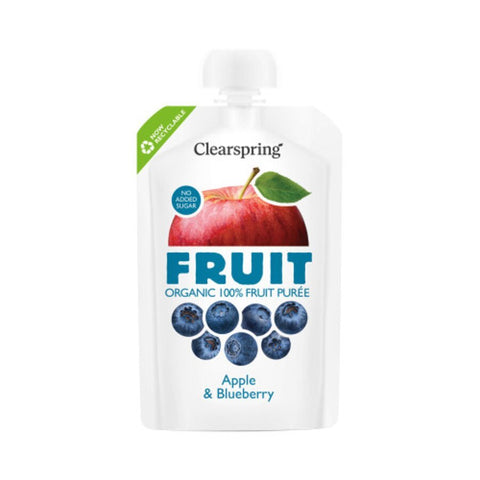 ClearSpring Frukt Eple & Blåbær 100 g - Kinsarvik NaturkostFruktpuré for babyClearspring5021554005551helsekost