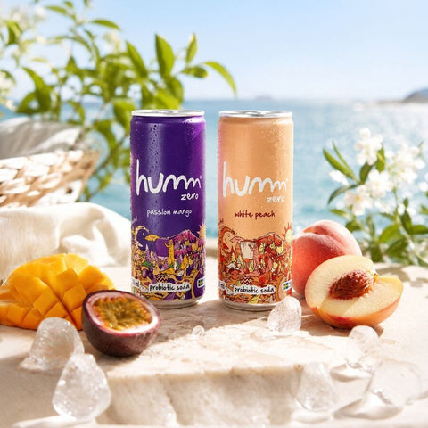 Humm zero white peach probiotic soda 330 ml - Kinsarvik NaturkostKombuchaHumm07350092180313helsekost