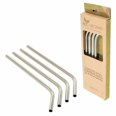 Ecostrawz 4 sugerør i rustfritt stål bøyde - Kinsarvik NaturkostKinsarvik783935186758#helsekost#
