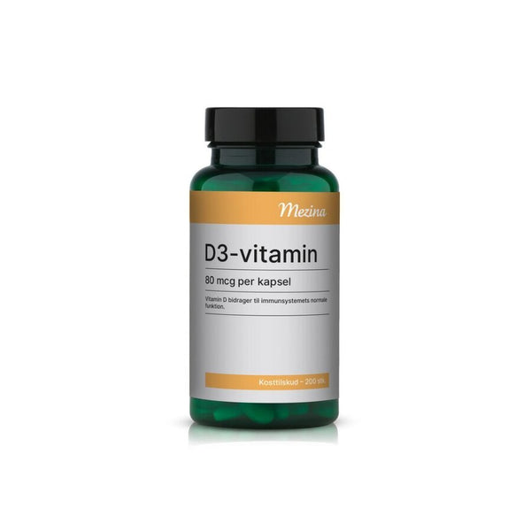 Mezina D3 vitamin 200 kapsler - Kinsarvik NaturkostVitamin DMezina5745325102057helsekost