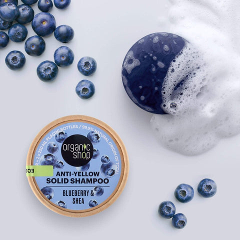 Organic Shop anti yellow shampoo bar blueberry & shea 60 g - Kinsarvik NaturkostSjampoOrganic shop4743318142463helsekost