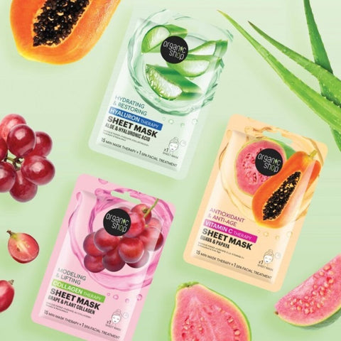 Organic Shop collagen boost sheet mask grape & plant collagen 1x25g - Kinsarvik NaturkostAnsiktsmaskerOrganic shop4743318143644helsekost