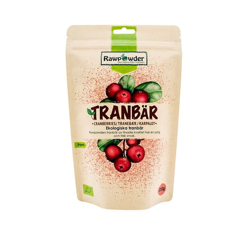 Rawpowder tørkede tranebær 250 g - Kinsarvik NaturkostSuperbærRawpowder7340135200382helsekost