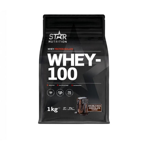 Star Nutrition whey-100 double rich chocolate 1kg - Kinsarvik NaturkostTreningStar nutrition7340028815396helsekost