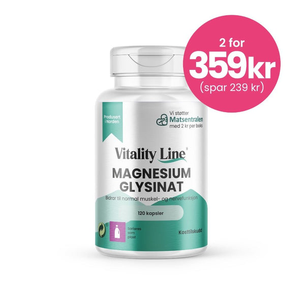 Vitality Line Magnesium Glysinat 120 kapsler - Kinsarvik NaturkostMagnesium GlysinatVitality line7090017085001#helsekost#