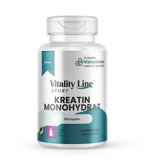Vitality Line Sport Kreatin 3 g 120 kapsler - Kinsarvik NaturkostTreningstilskuddVitality line7090017082765helsekost
