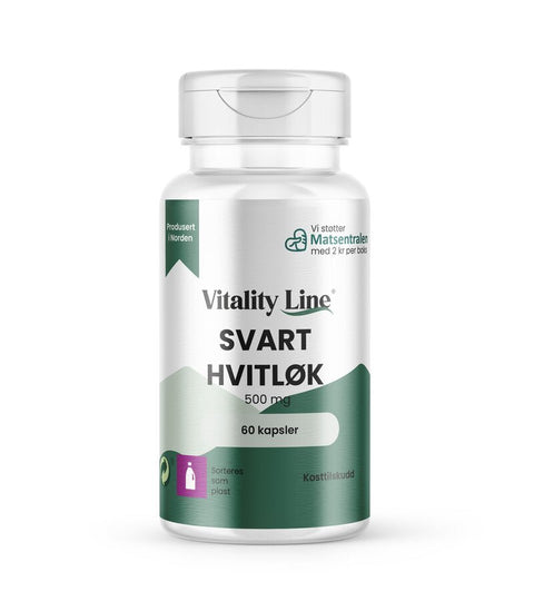 Vitality Line Svart Hvitløk 500mg 60kaps - Kinsarvik NaturkostUrterVitality line7090017084981helsekost