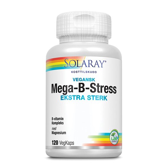 Solaray Mega-B-Stress ekstra sterk 120 kapsler