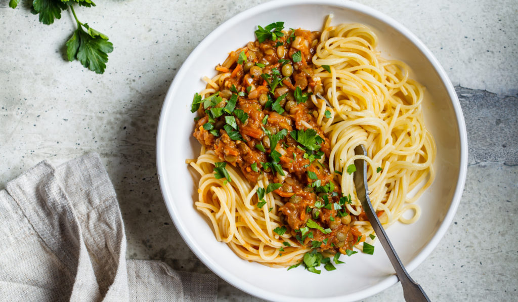 Spaghetti med linsebolognese