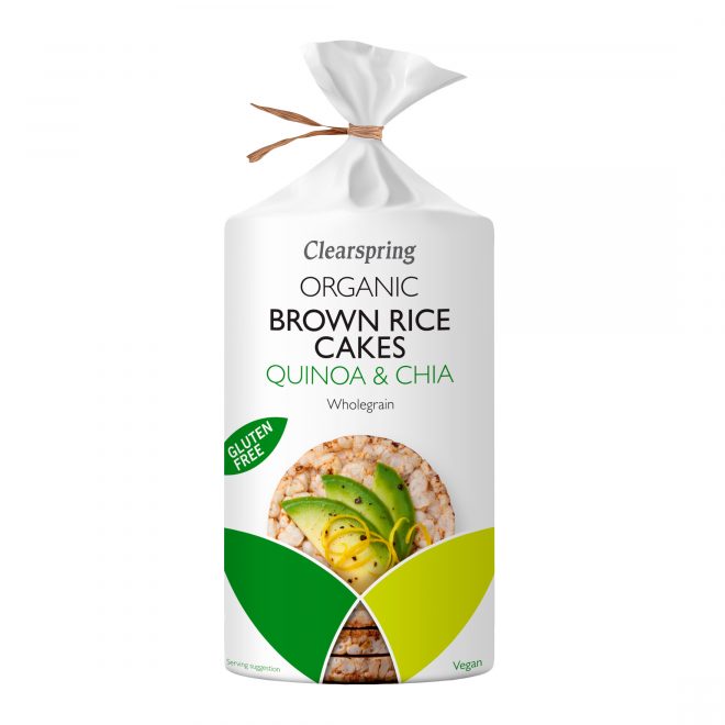 Clearspring økologisk fullkornsris riskaker med quinoa & chiafrø 120 g