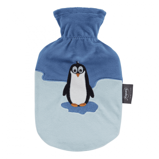 Fashy varmeflaske med pingvin blå 0,8 l